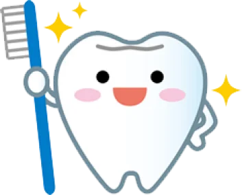 歯ブラシを持った歯のキャラクター
